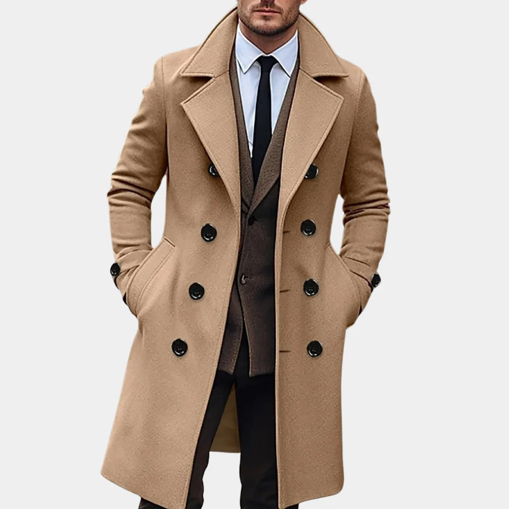 Casual herenjas voor herfst en winter met dubbele rij knopen