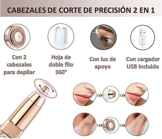 GlamTrim Duo Recortadora Inalámbrica para Depilación y Perfilado